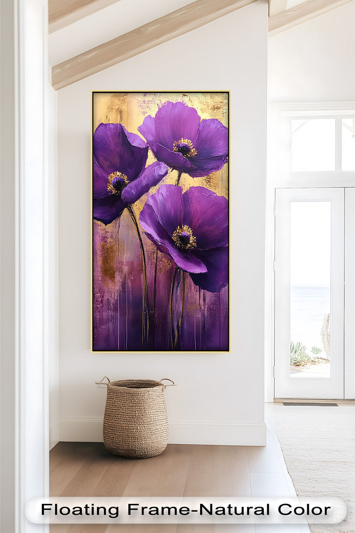 Purple Florals with Gold Accents - Flower Oil Painting