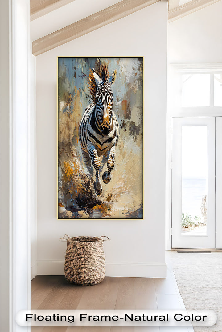 Galoppierendes Zebra in Bewegung - Tierölgemälde