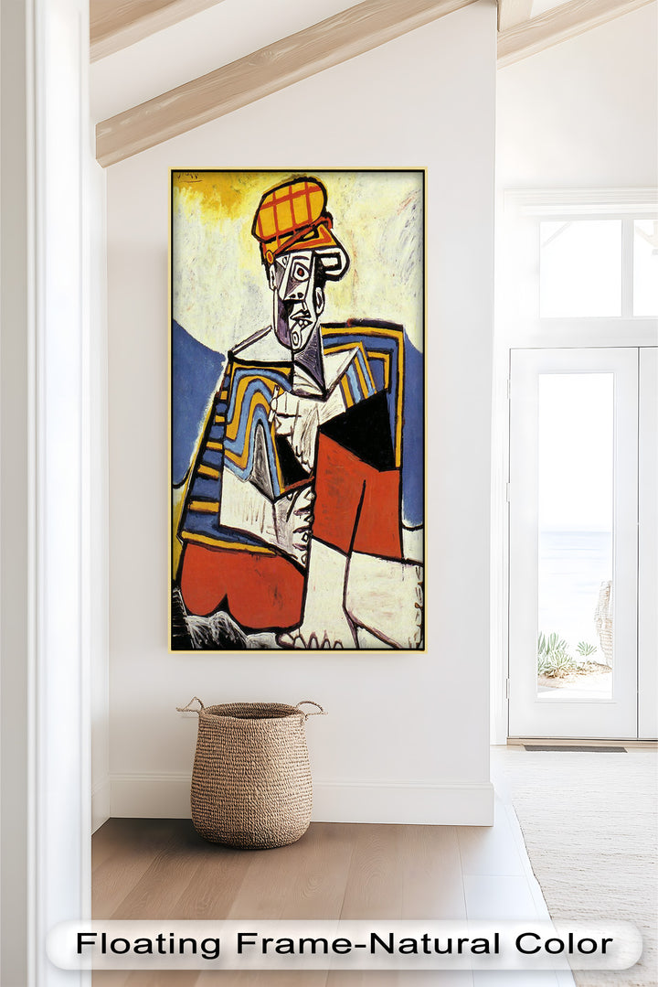 Abstract Man with Cap Wall Art – Cubist Oil Painting