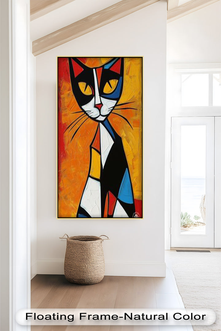 Geometric Feline – Abstract Cat Picasso Style Oil Painting