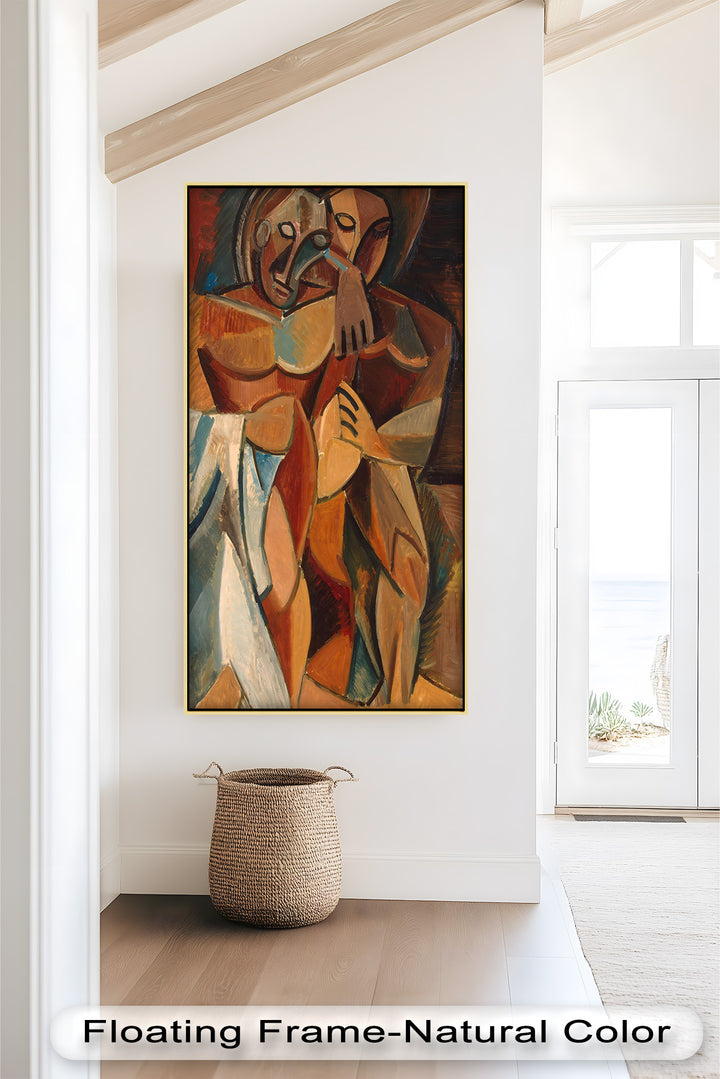 Abstract Embrace in Earth Tones - Picasso Oil Painting