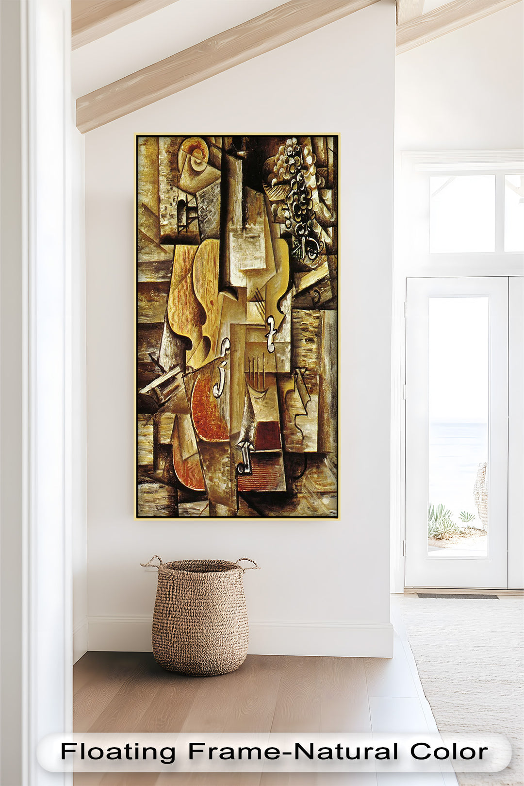 Violin & Grapes Wall Art – Cubist Still Life Oil Painting