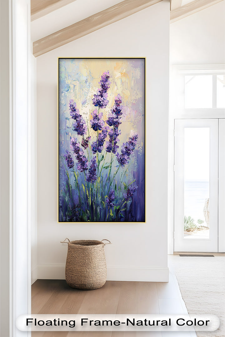 Lavender Blooms in Textured Harmony - Flower Oil Painting