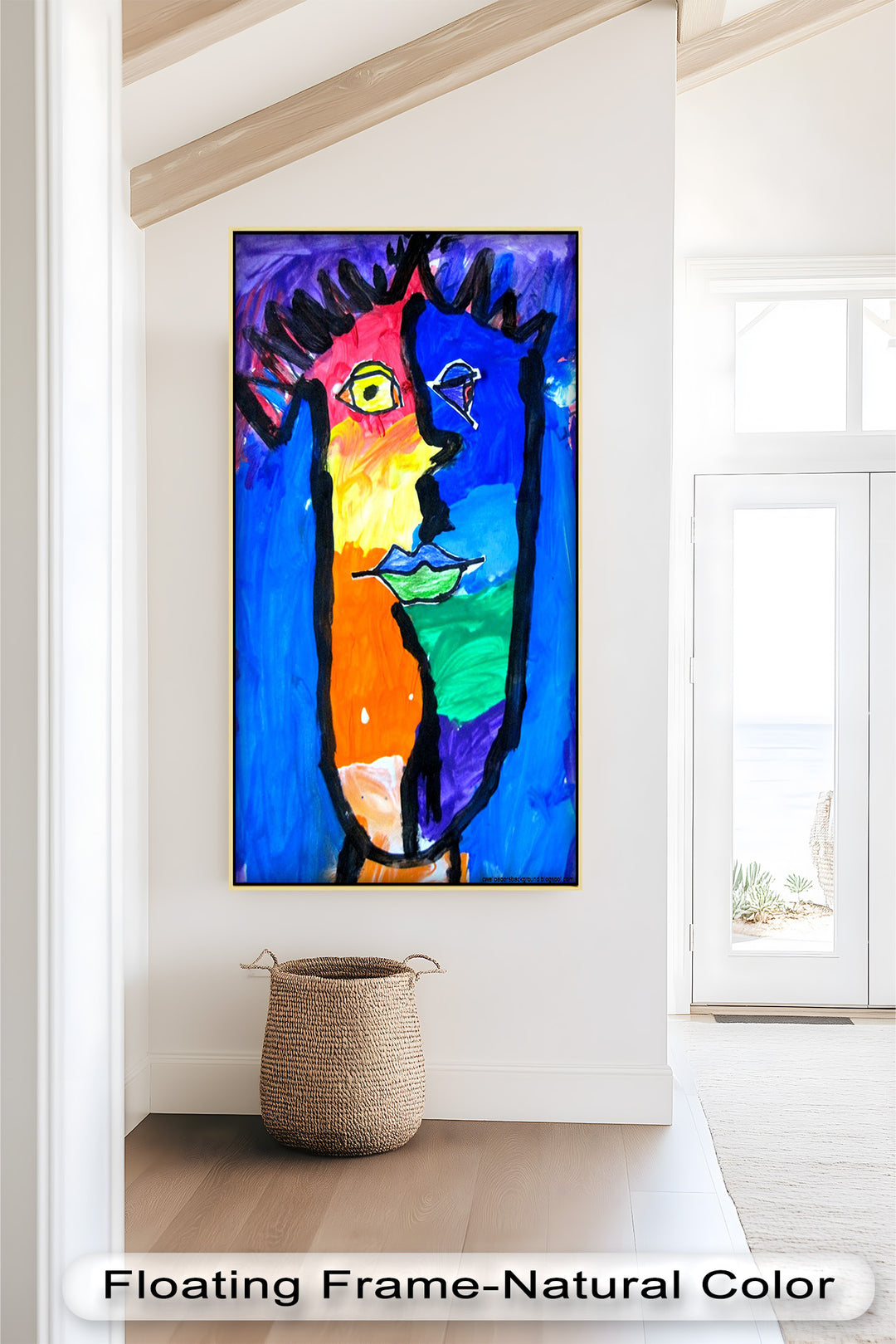 Bunte abstrakte Gesichtswandkunst – Modernes kubistisches Ölgemälde
