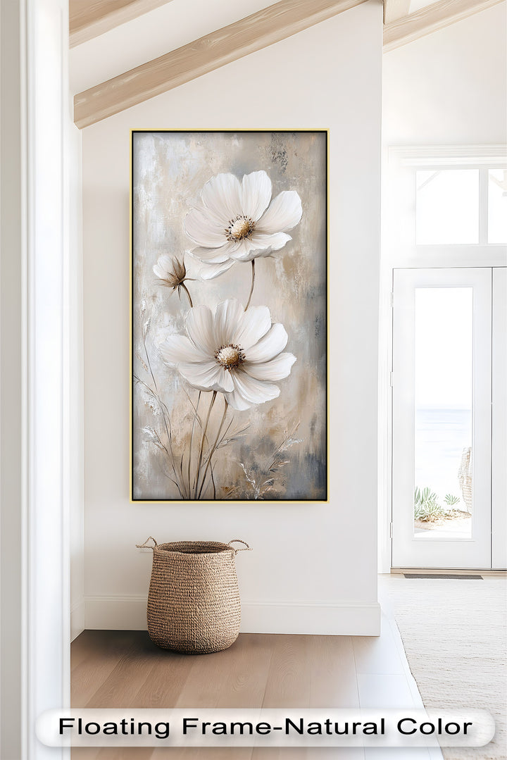 Soft Ivory Florals in Warm Neutrals - Flower Oil Painting