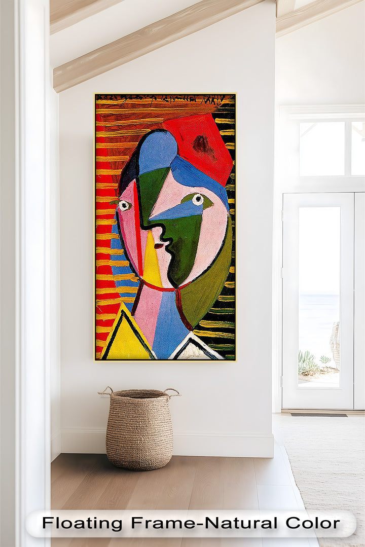 Vibrant Abstract Face – Cubist Oil Painting