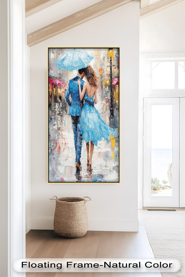 Forever in the Rain – Romantic Couple Love Oil Painting