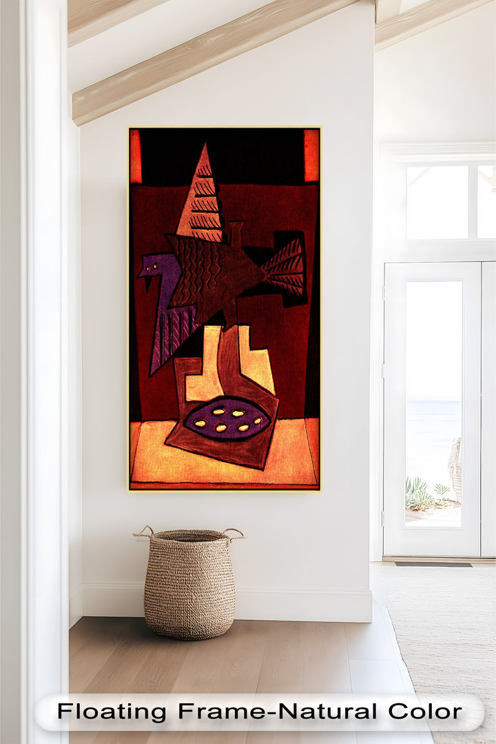 Abstract Bird & Bowl Wall Art – Cubist Oil Painting