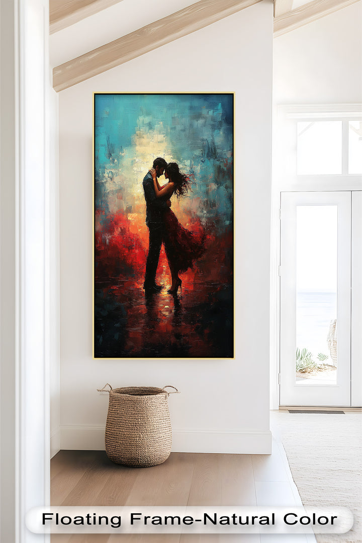 Eternal Flame – Embracing Couple at Sunset Love Oil Painting