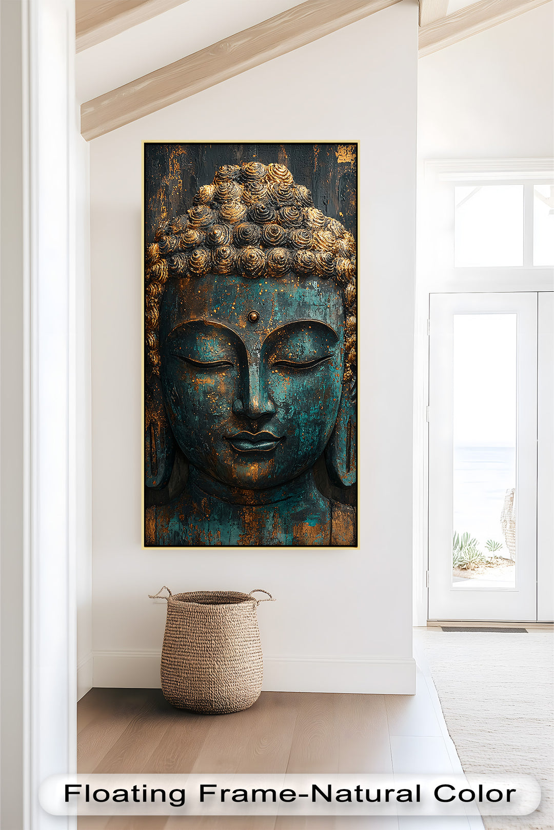 Turquoise Buddha Wall Art – Religious Oil Painting