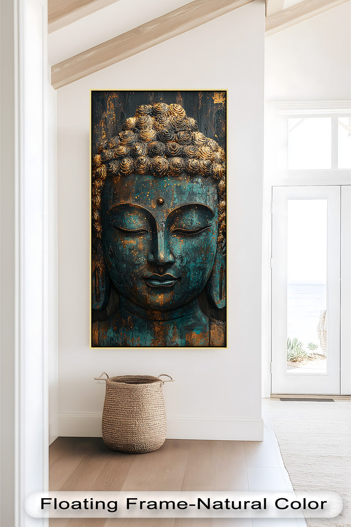 Turquoise Buddha Wall Art – Religious Oil Painting