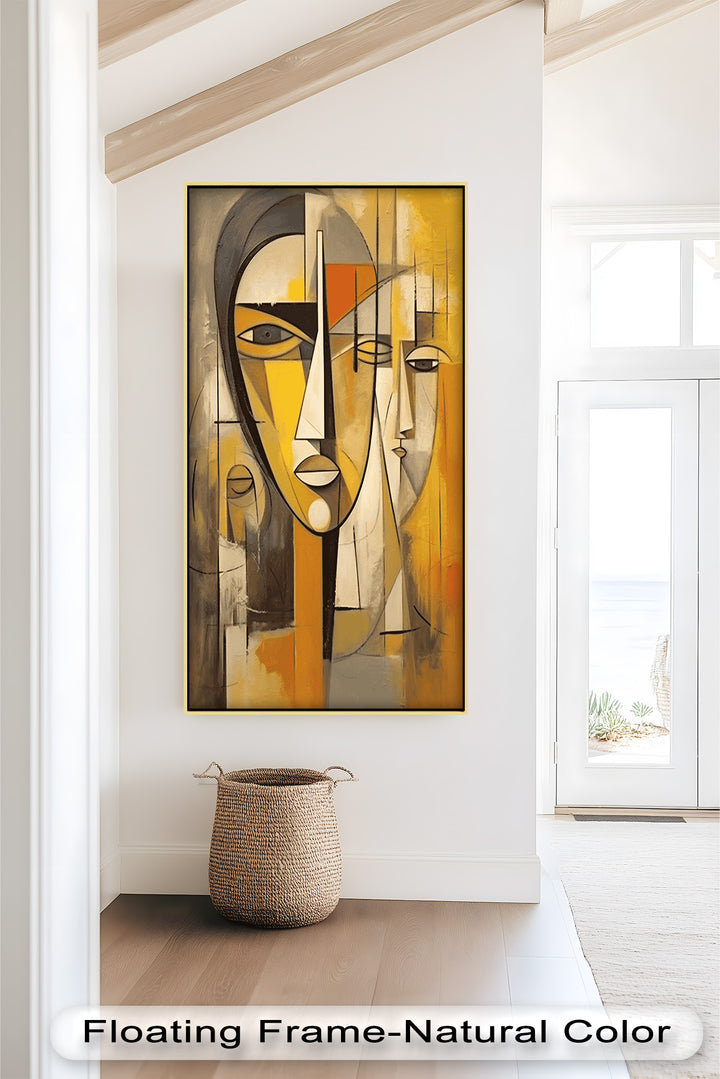Golden Echoes – Cubist Expression of Faces in Motion Picasso Oil Painting