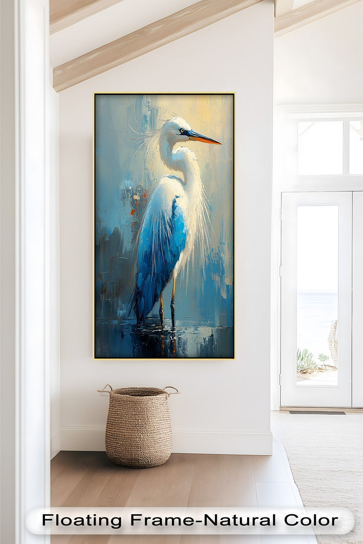 Modern Blue Heron - Animal Oil Painting