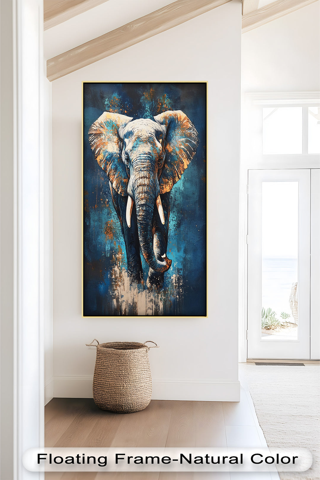 Elephant in Blue Tones - Animal Oil Painting