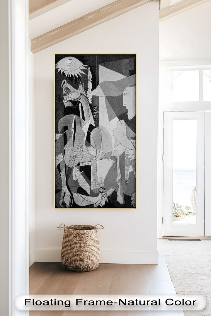 Echoes of War – Black & White Cubist Masterpiece Oil Painting