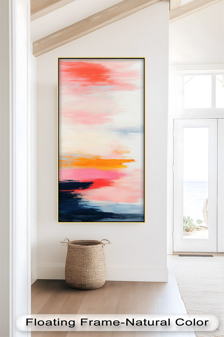 Blush Horizon – Abstraktes Ölgemälde mit Sonnenuntergangshimmel