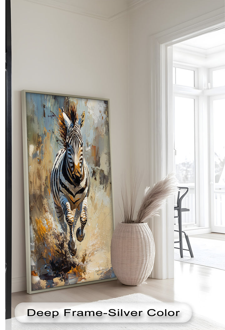 Galoppierendes Zebra in Bewegung - Tierölgemälde