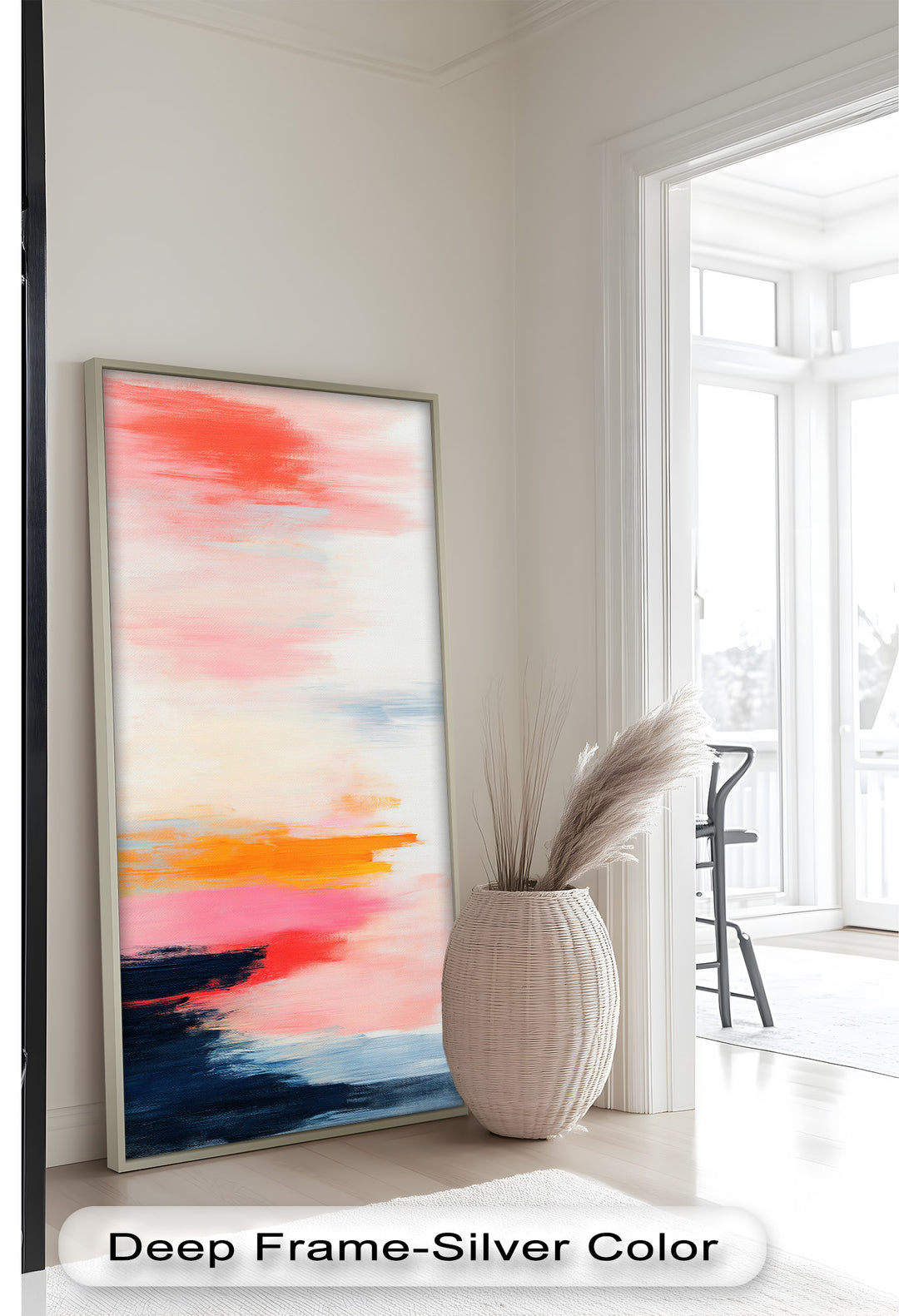 Blush Horizon – Abstraktes Ölgemälde mit Sonnenuntergangshimmel