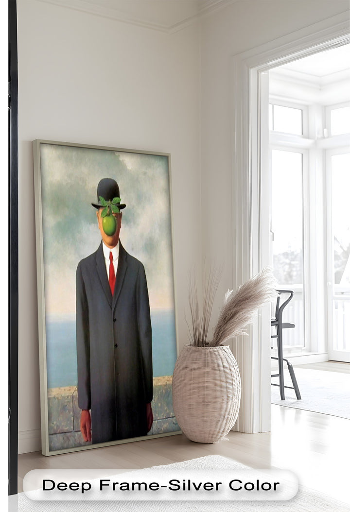 The Apple Enigma – Surrealist Gentleman Oil Painting