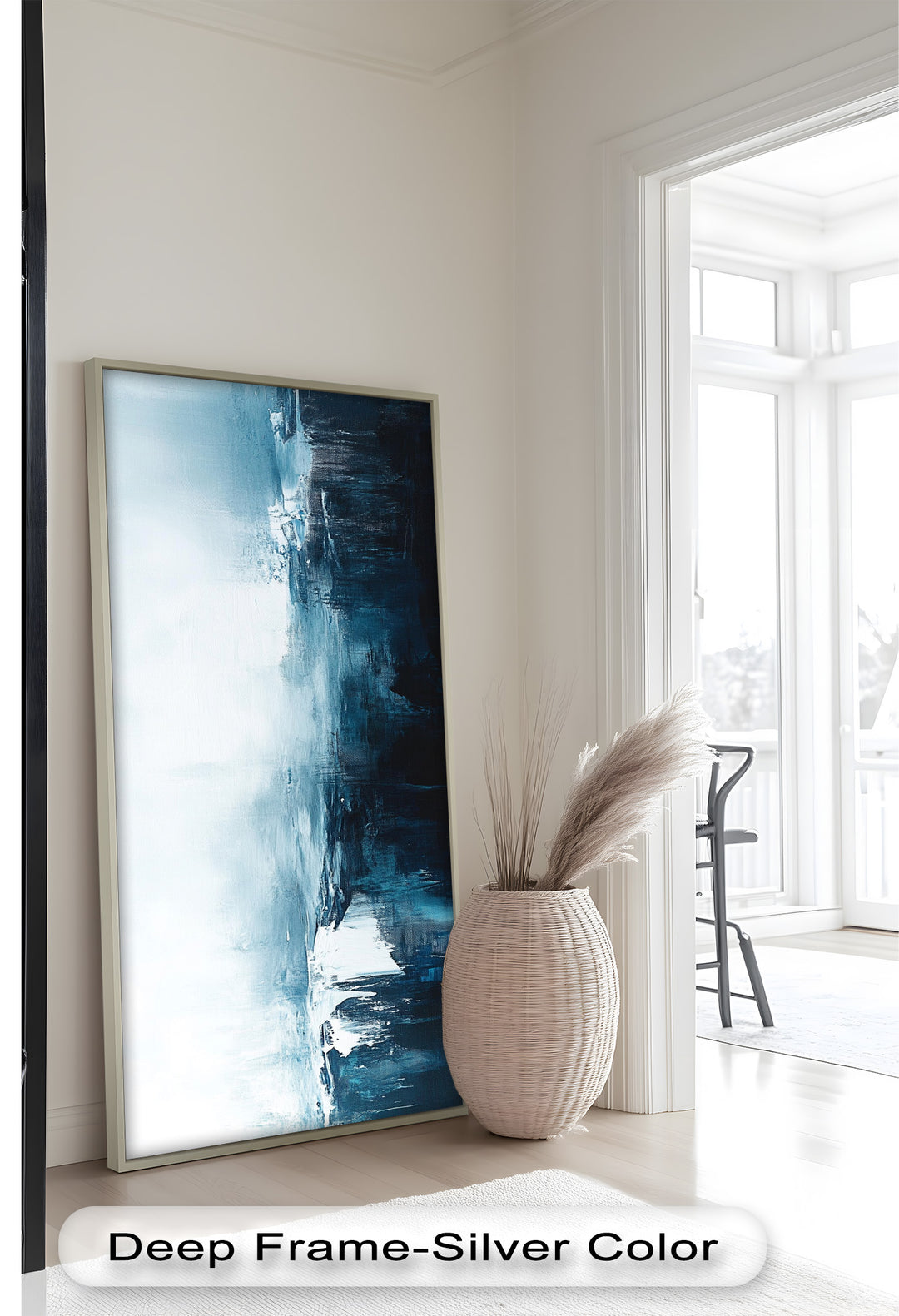 Midnight Fjord – Deep Blue Abstract Oil Painting