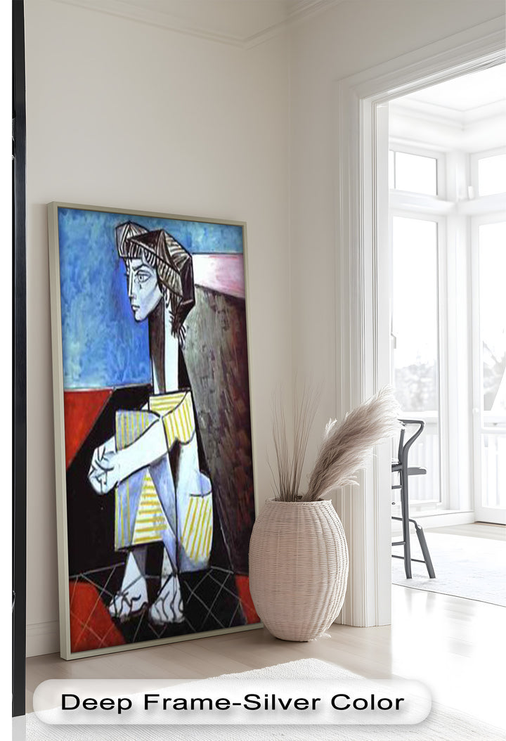 Seated in Reflection – Picasso Style Abstract Oil Painting