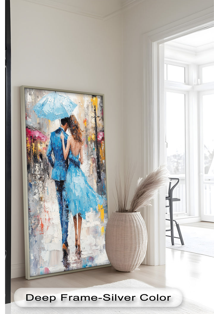 Forever in the Rain – Romantic Couple Love Oil Painting