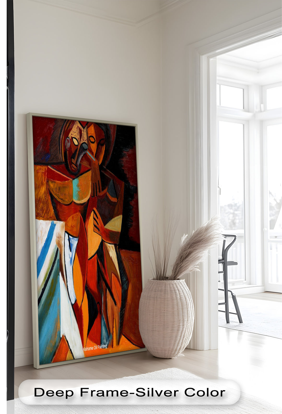 Embracing Figures Wall Art – Cubist Abstract Oil Painting