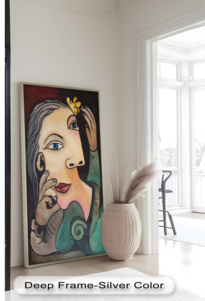 Quiet Bloom – Woman with Yellow Flower Picasso Oil Painting