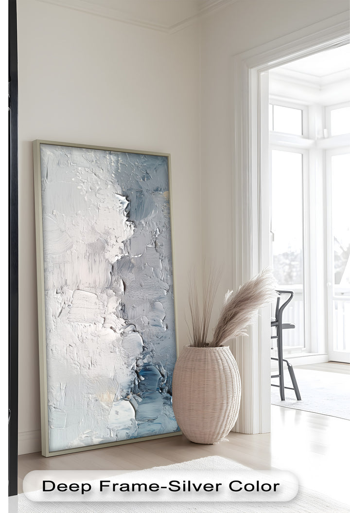 Iced Tides – Monochromes abstraktes Ölgemälde