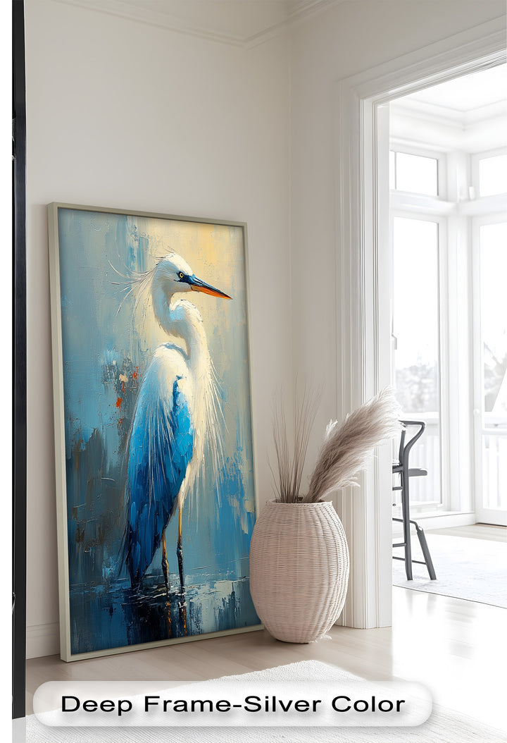 Modern Blue Heron - Animal Oil Painting