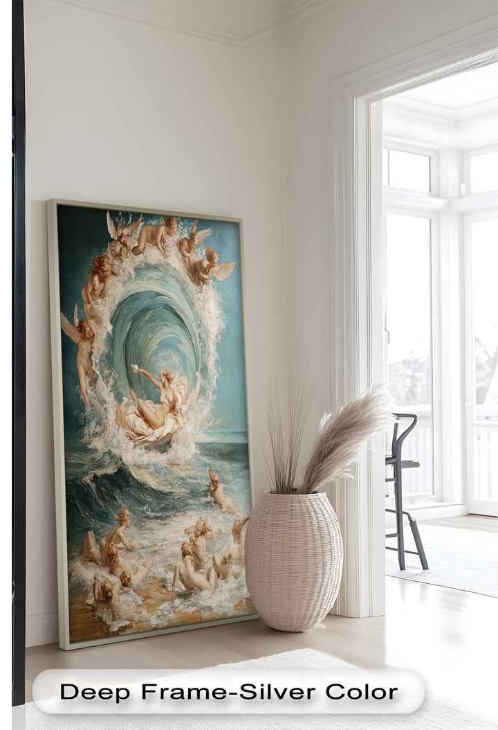 The Birth of Beauty – Mythic Seafoam and Cherubs Nude Oil Painting