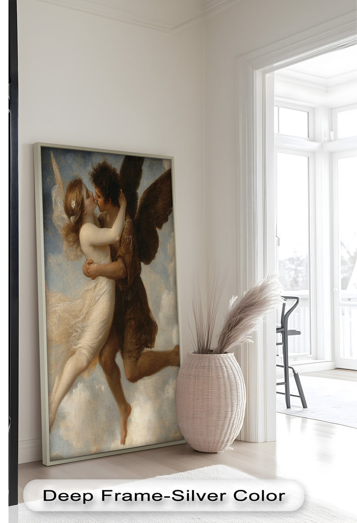 Celestial Embrace – Mythical Angelic Lovers Oil Painting