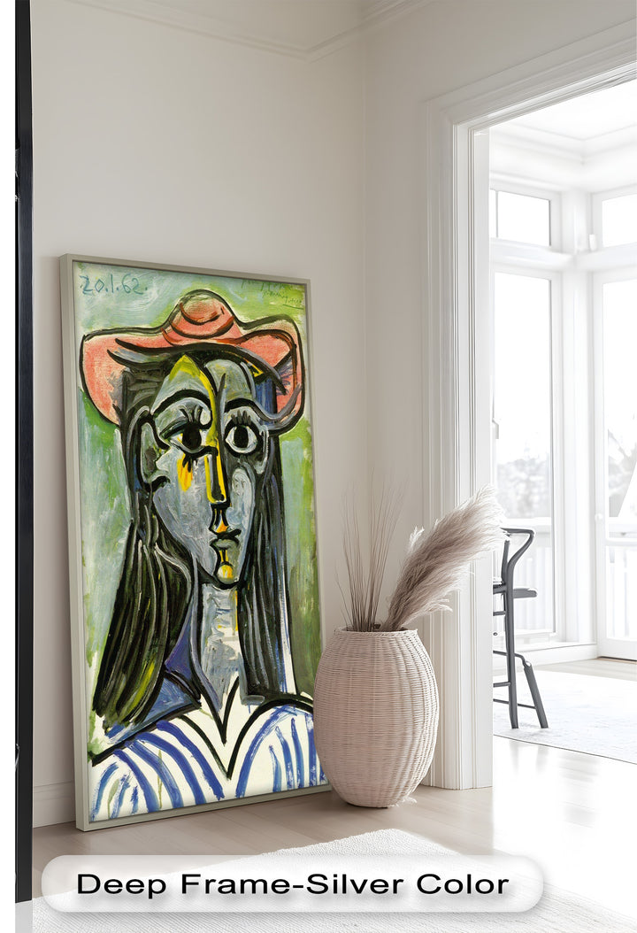 Woman in Rose Hat – Expressive Cubist Portrait Picasso Oil Painting