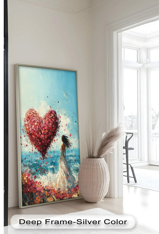 Petals of Love – Romantic Woman by the Sea Love Oil Painting - MyPhotoStation