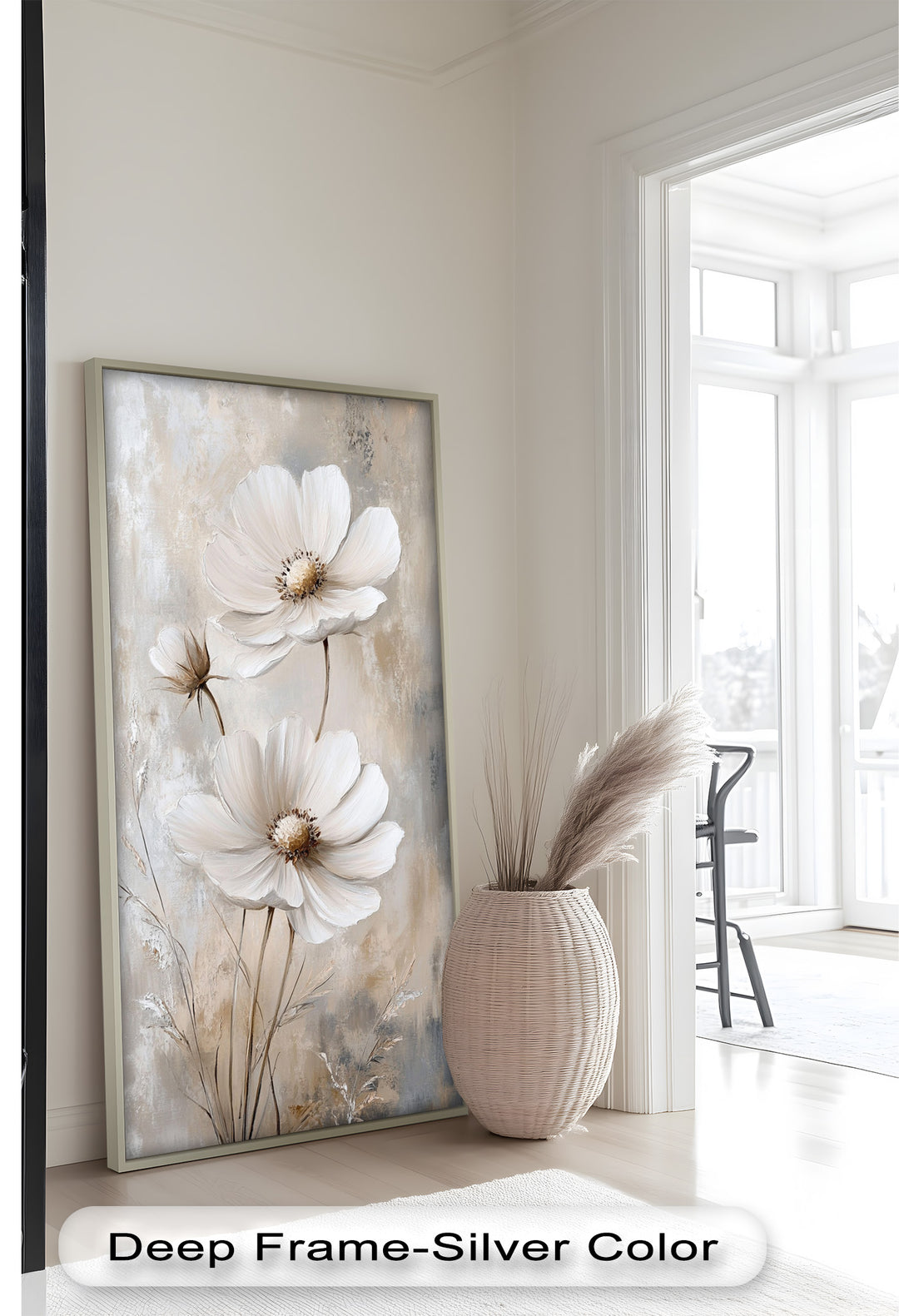 Soft Ivory Florals in Warm Neutrals - Flower Oil Painting