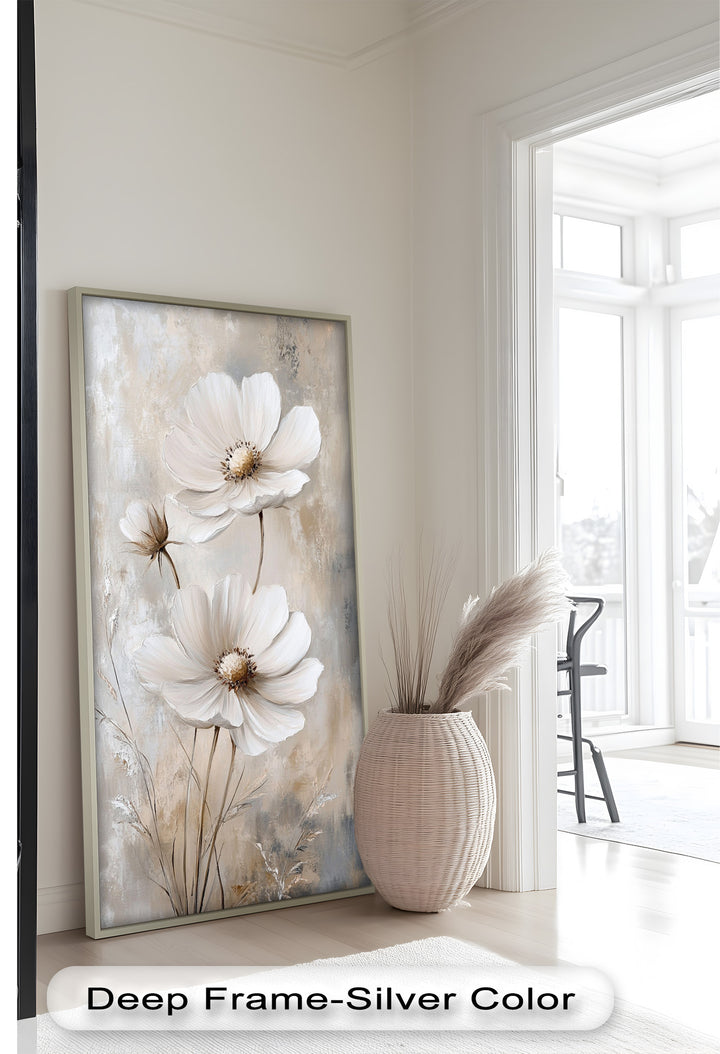 Soft Ivory Florals in Warm Neutrals - Flower Oil Painting