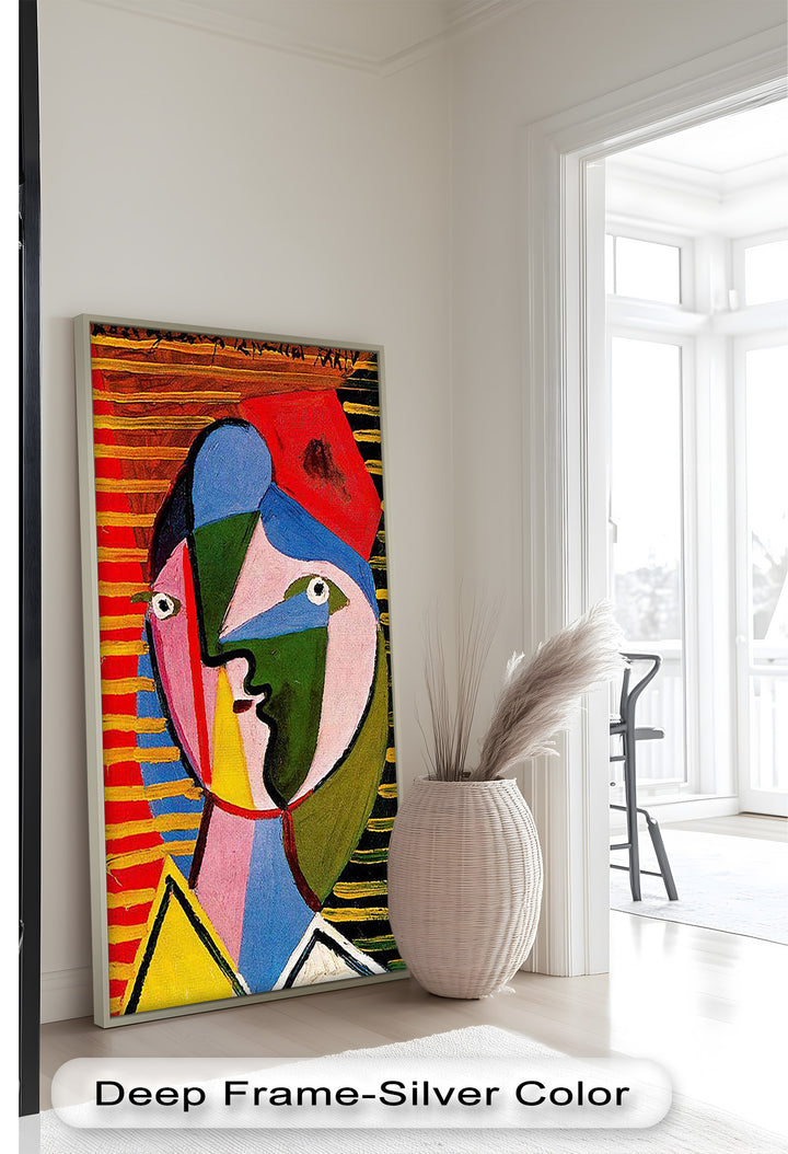 Vibrant Abstract Face – Cubist Oil Painting
