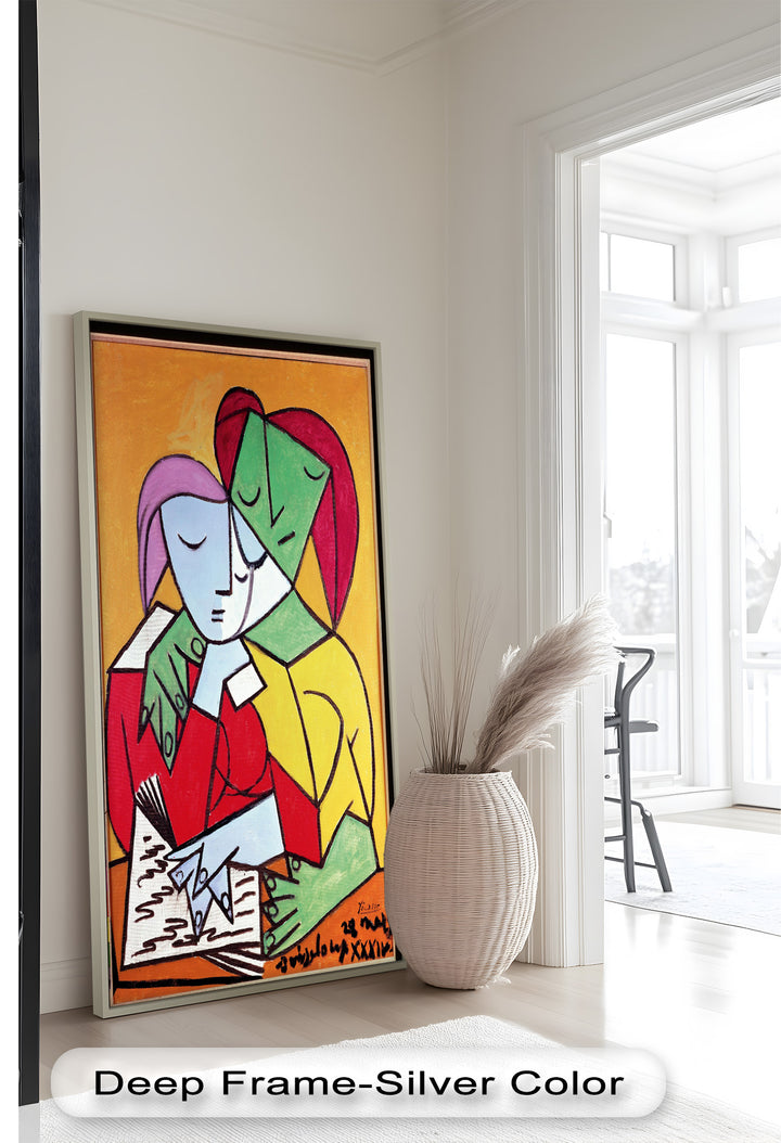 Kubistische Liebende in Umarmung Abstrakt - Picasso Ölgemälde