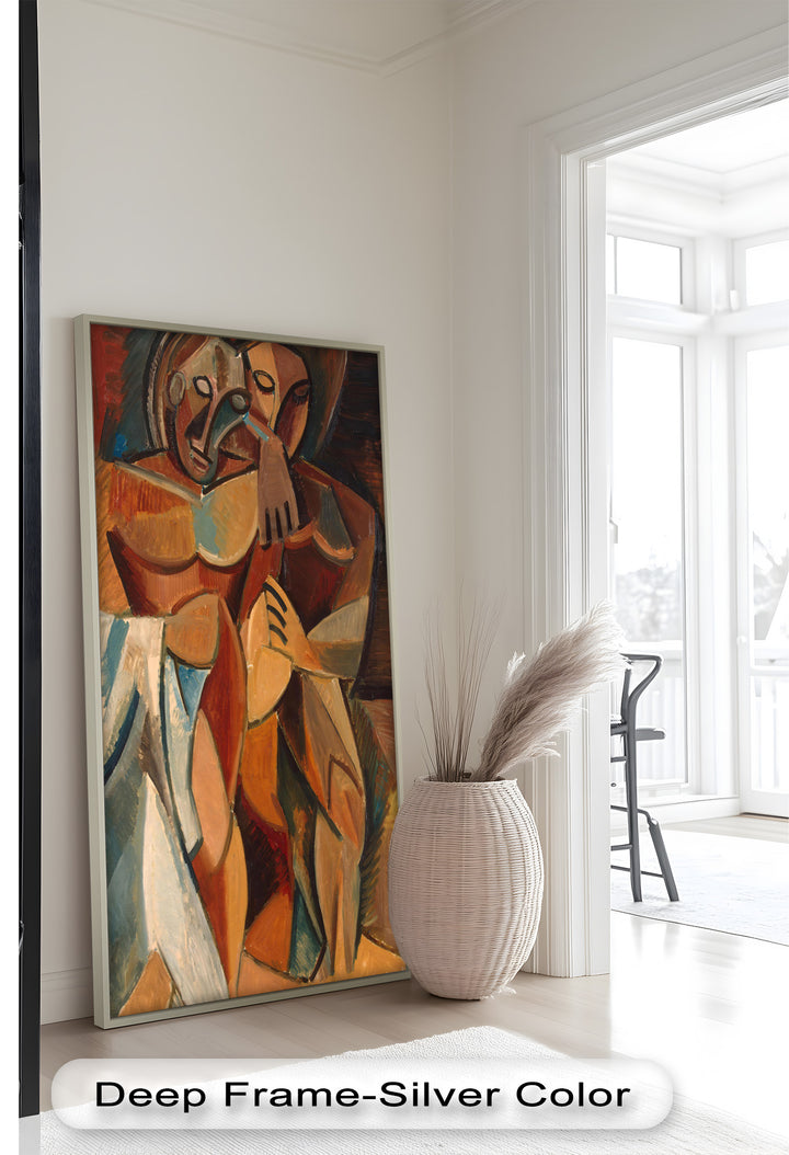 Abstract Embrace in Earth Tones - Picasso Oil Painting