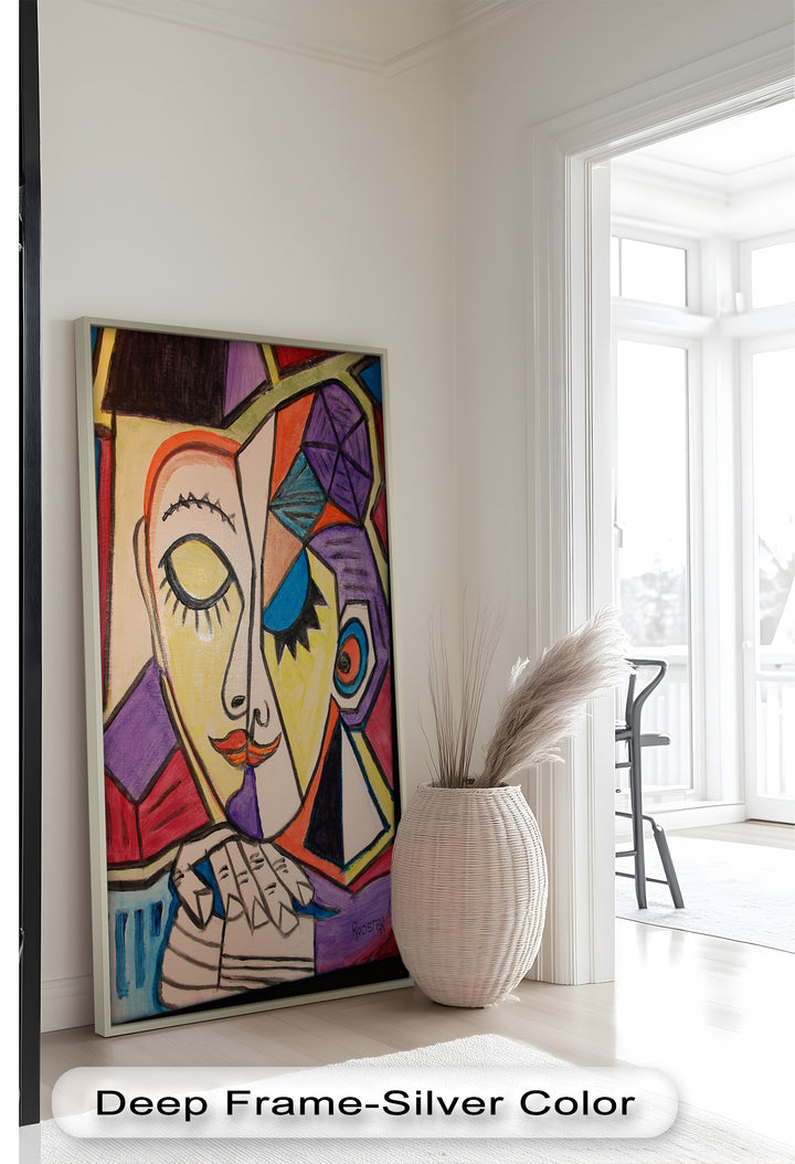 Mutige abstrakte Frau im Picasso-Stil - Picasso-Ölgemälde