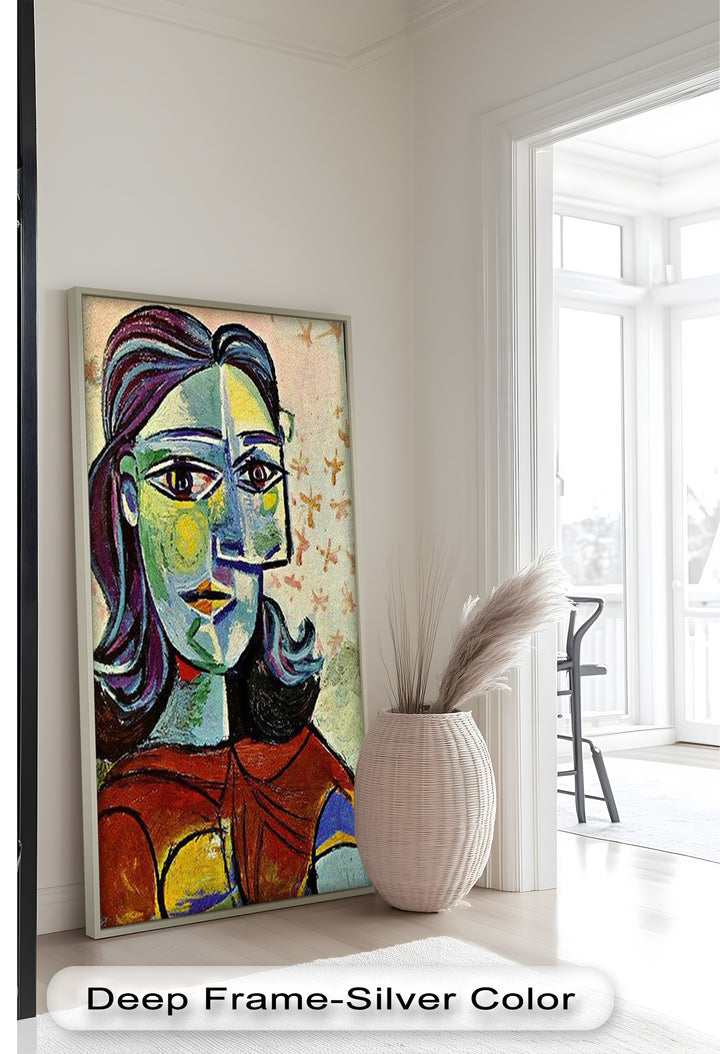 Colorful Portrait with Butterfly Accents - Picasso Oil Painting