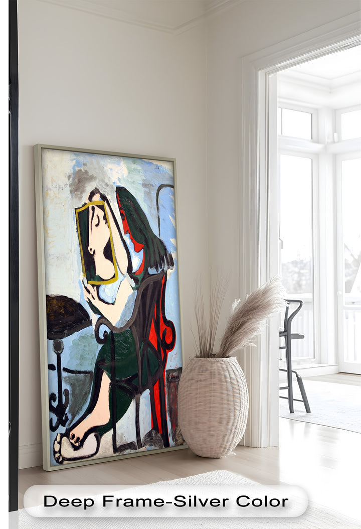Woman with Mirror – Abstract Reflection Picasso Oil Painting