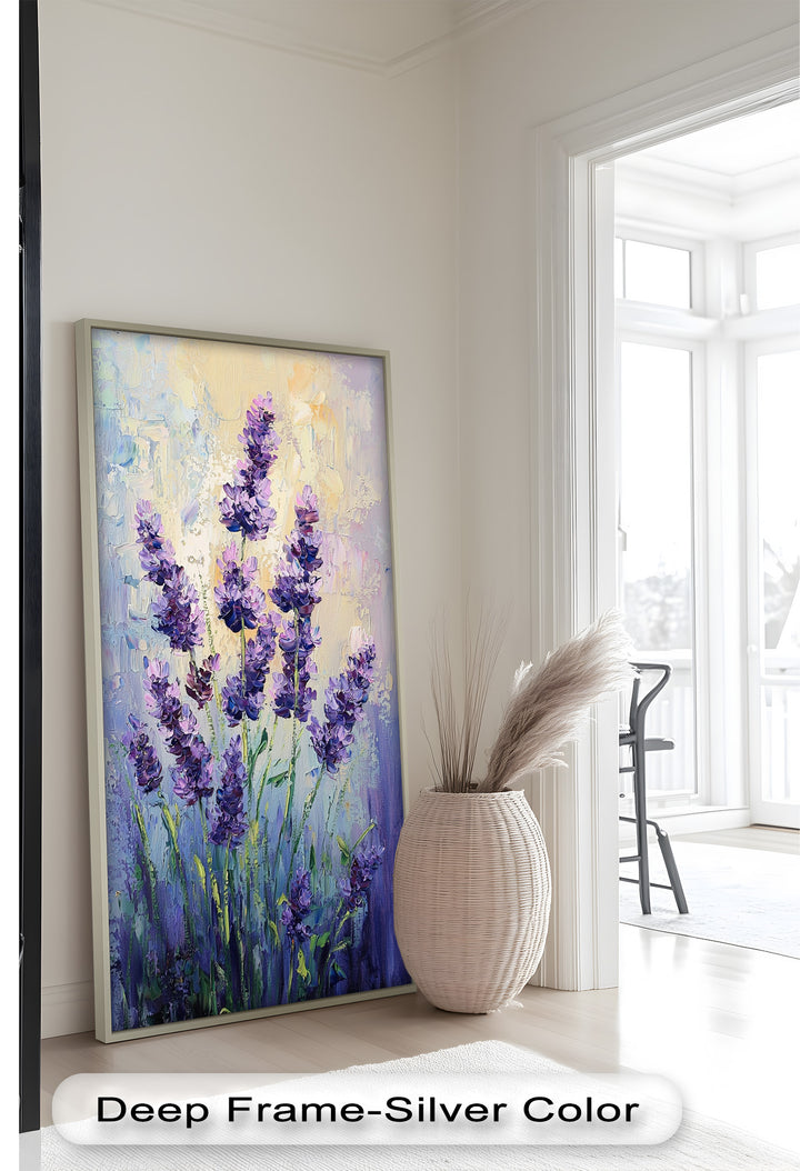 Lavender Blooms in Textured Harmony - Flower Oil Painting