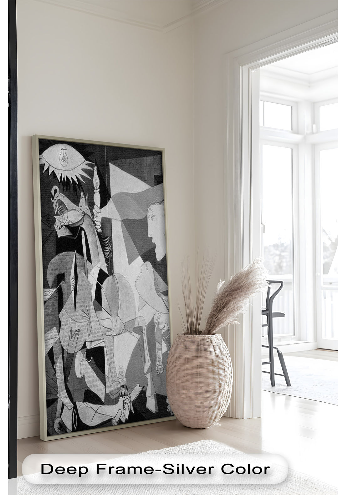 Echoes of War – Black & White Cubist Masterpiece Oil Painting