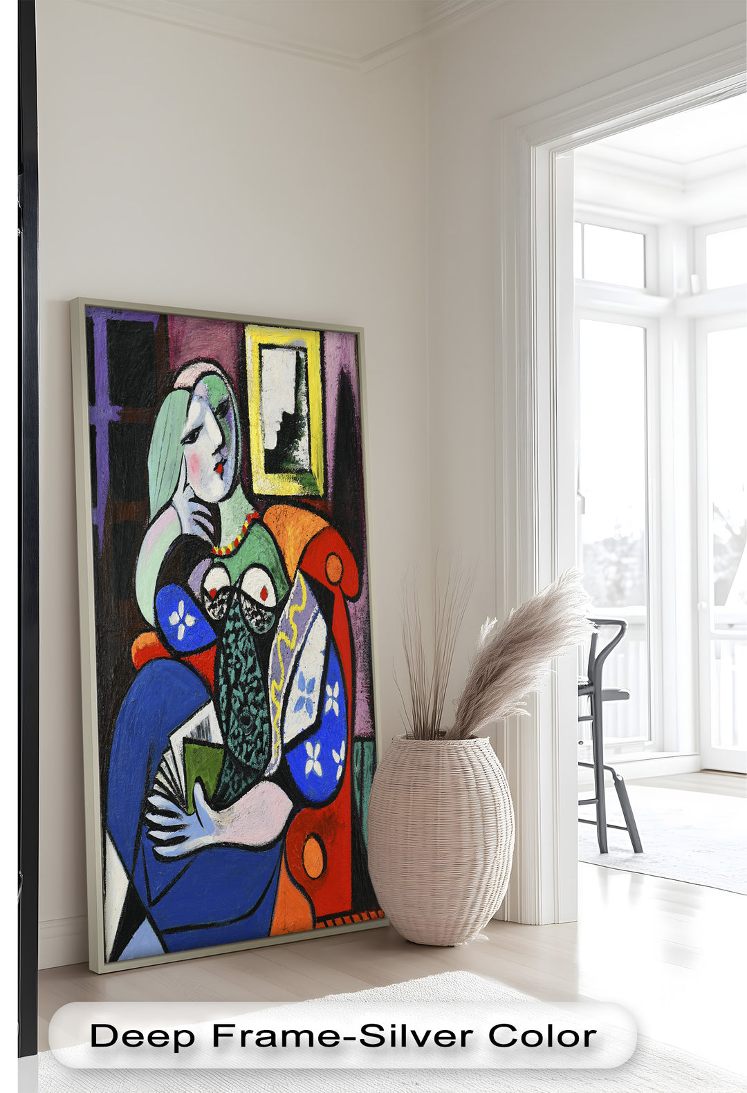 Abstract Woman Reading on Red Armchair - Picasso Oil Painting