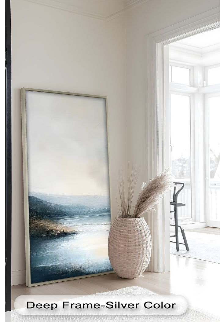 Nature Wall Art-Minimalist Lake Landscape Oil Painting