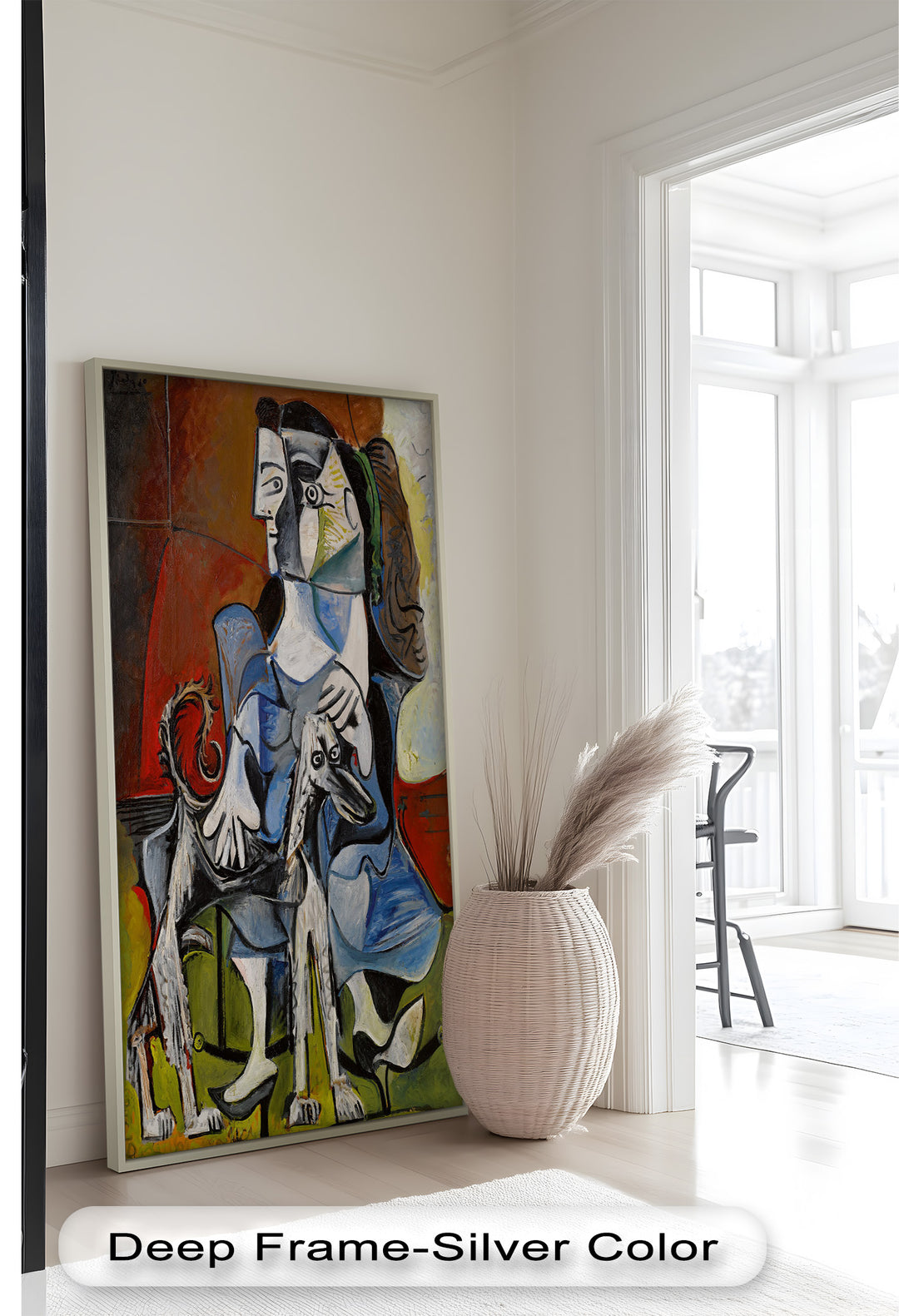 Guardian in Abstraction – Woman with Dog Cubist Oil Painting