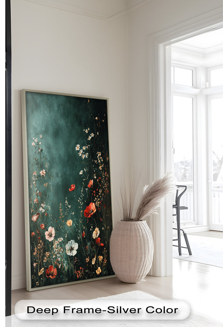 Wild Bloom Serenity – Vintage Blumenölgemälde