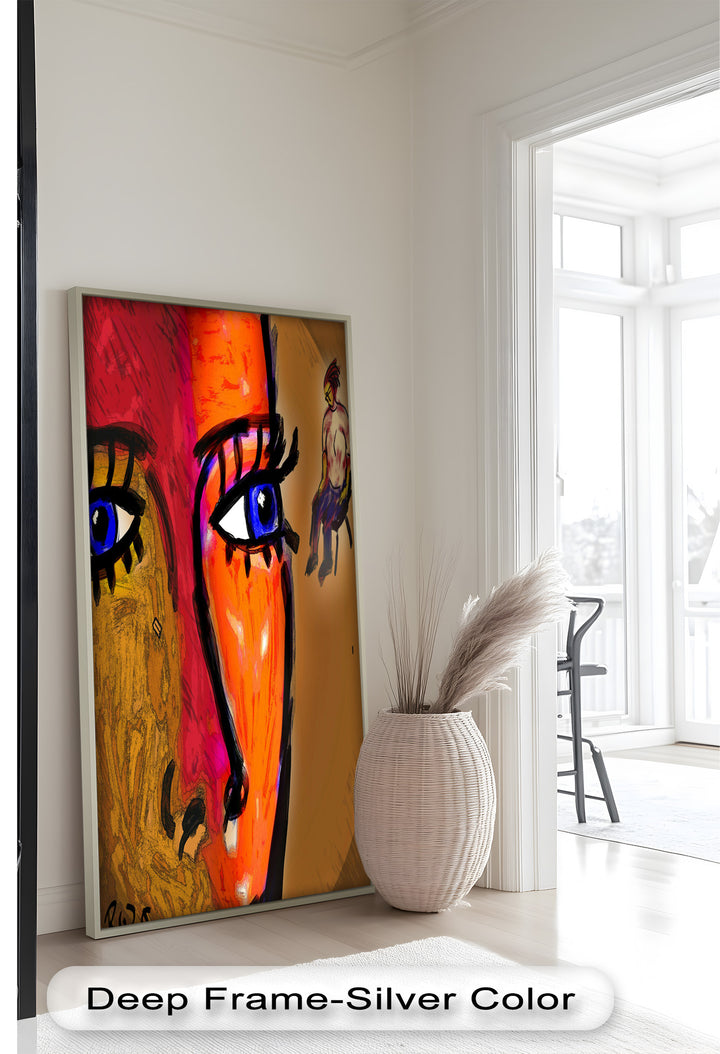 Gaze of Fire – Abstract Portrait with Distant Figure Picasso Oil Painting