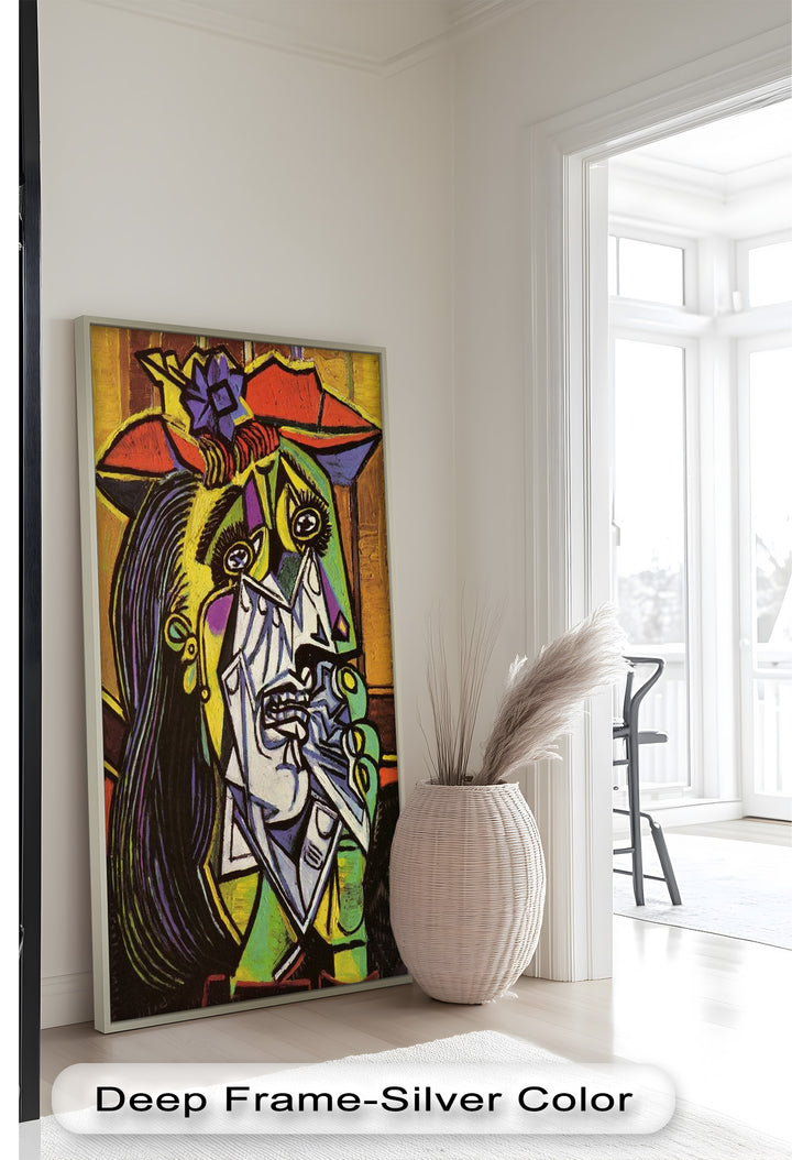 Woman Weeping in Red Hat – Emotional Cubist Expression Picasso Oil Painting